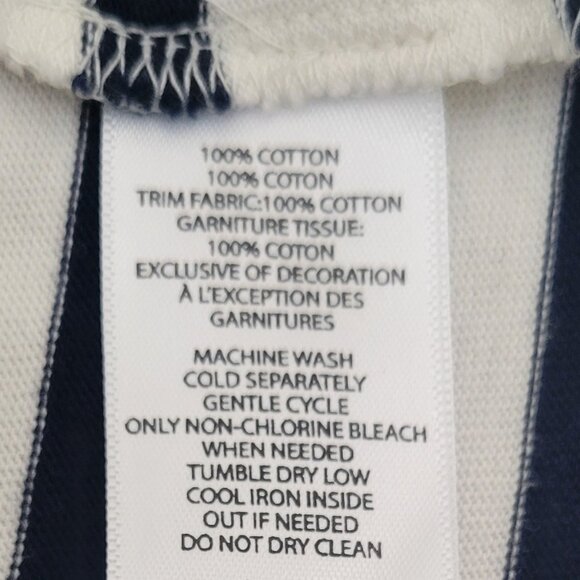 Beach Lunch Lounge Solani Navy Blue Striped Eyelet Crochet 3/4 Sleeve Dress NEW - Picture 14 of 16